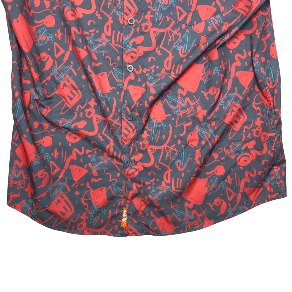 Dixxon Screech Gray/Multicolor Short Sleeve button up Party Shirt Men's Size L - Picture 5 of 8